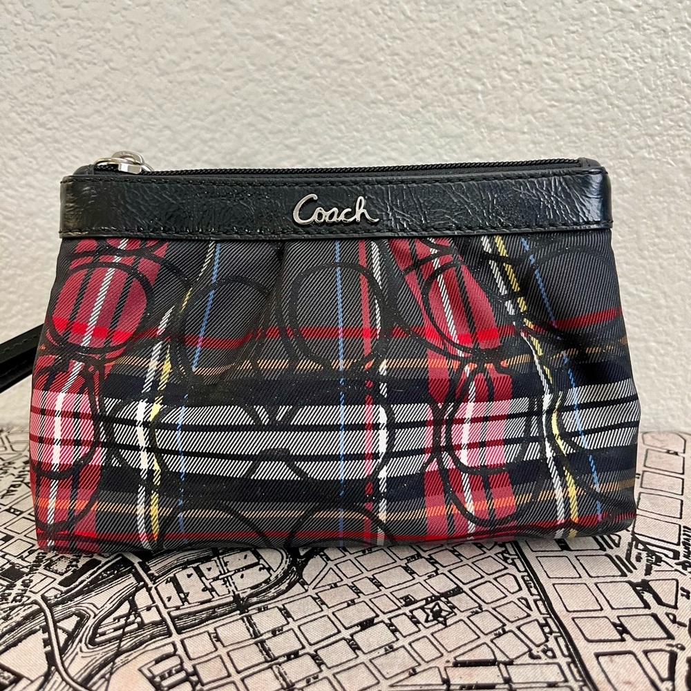 Coach Plaid Wristlet
